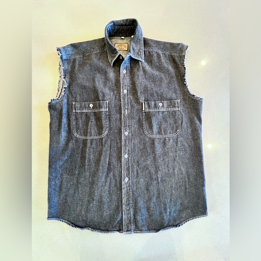 Armani Jeans Vintage Blackish Denim Vest Sz Medium Boho Rock Western Festival